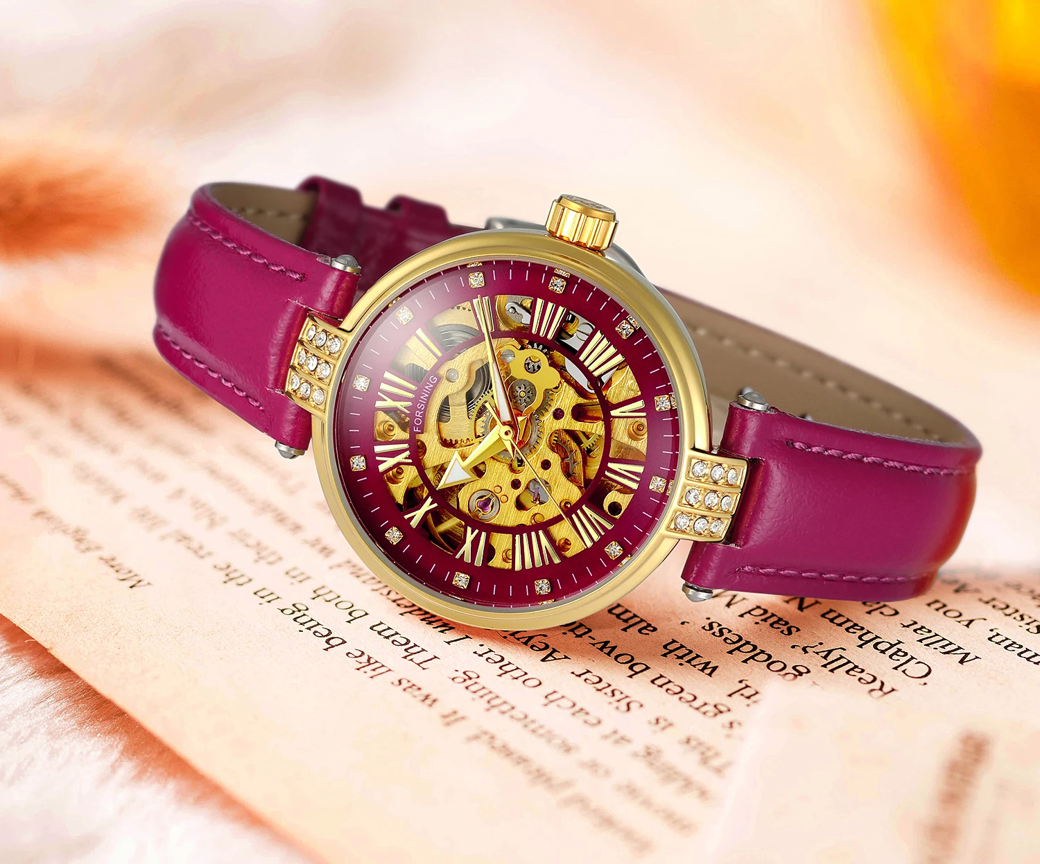 Женские часы Механические наручные часы женские часы со стразами белый женский кожаный браслет часы со скелетом автоматические часы