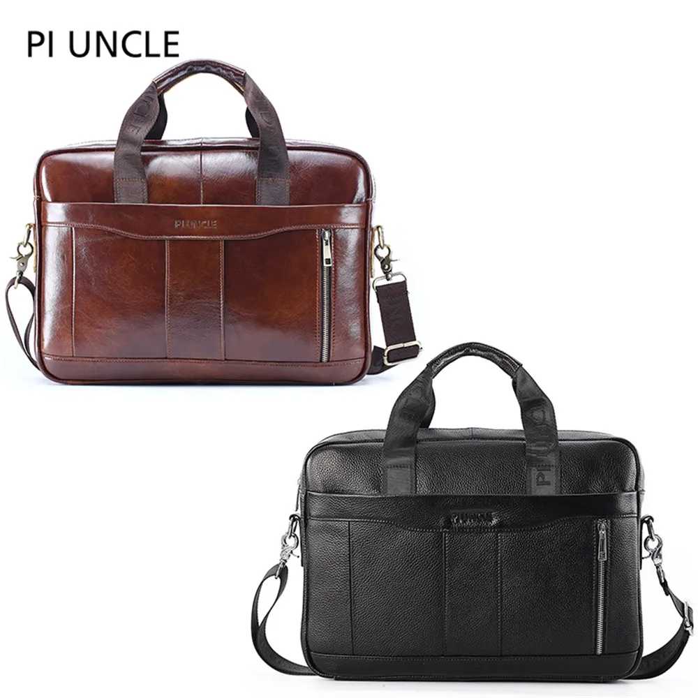 2020 Genuine leather men's Briefcase vintage business computer bag Fashion messenger bags man shoulder bag postman male Handbags