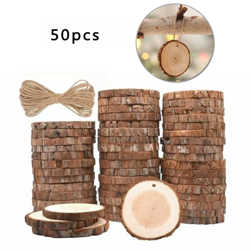 50 шт. деревянные Ломтики DIY аксессуары деревянные диски Рождественский Декор фотография 5-6 см деревянные ломтики живопись аксессуары