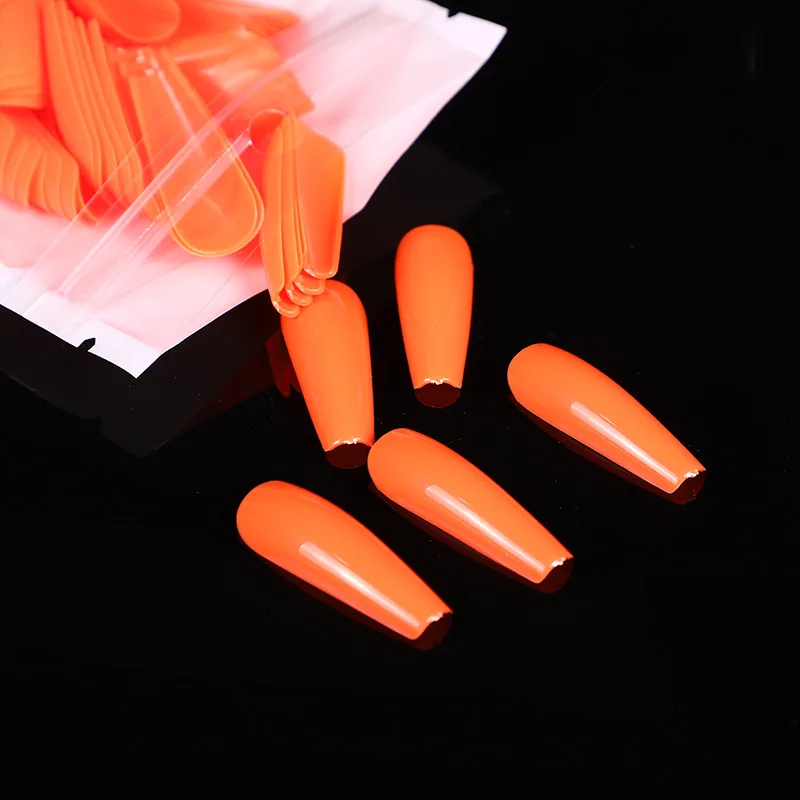 

Fashion 100Pcs/Set False Nail Tips Matte Full Cover Long Ballet Fake Nails With Glue Nail Art Manicure French Manicure Tools