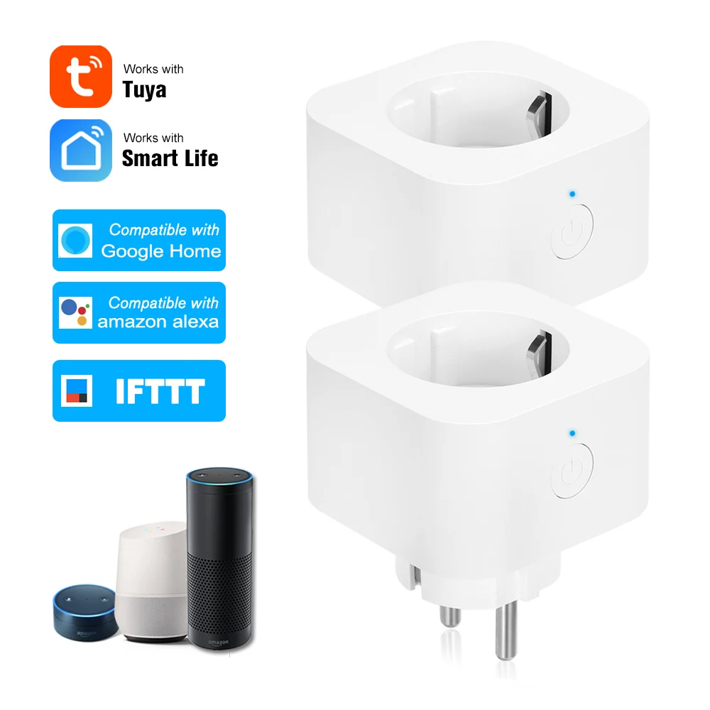 2pcs Мини Смарт Wi-Fi розетка ЕС Тип F дистанционное управление по смартфону Функция синхронизации Голосовое управление Умный штекер для Alexa Google Home - Цвет: 2pcs