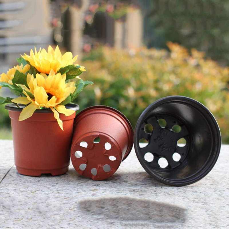 

100pcs Plant Flower Pots Plastic Starting Two-Tone Universal Soft Flowers Nursery Seeds Storage Pot Container Garden Decoration
