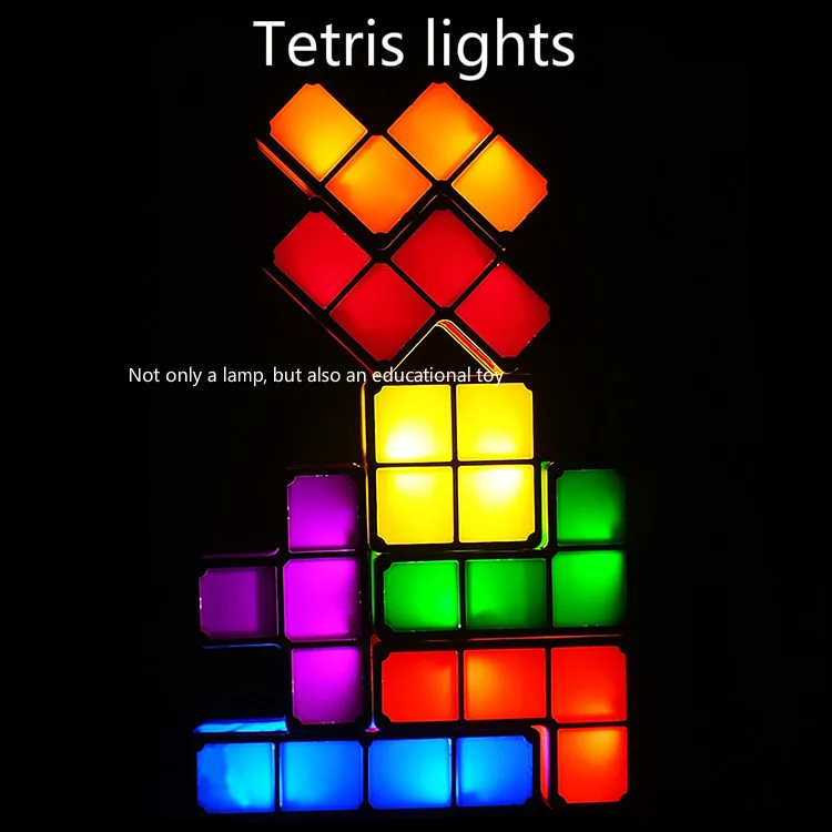 

NEW DIY Tetris Puzzle Light Stackable LED Lamp Constructible Block Night Light Retro Game Tower Baby Colorful Brick Novelty Toys