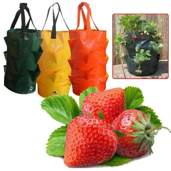 

40@ Strawberry Planting Growing Bag 3 Gallons Multi-mouth Container Bags Grow Planter Pouch Root Bonsai Plant Pot Supplies