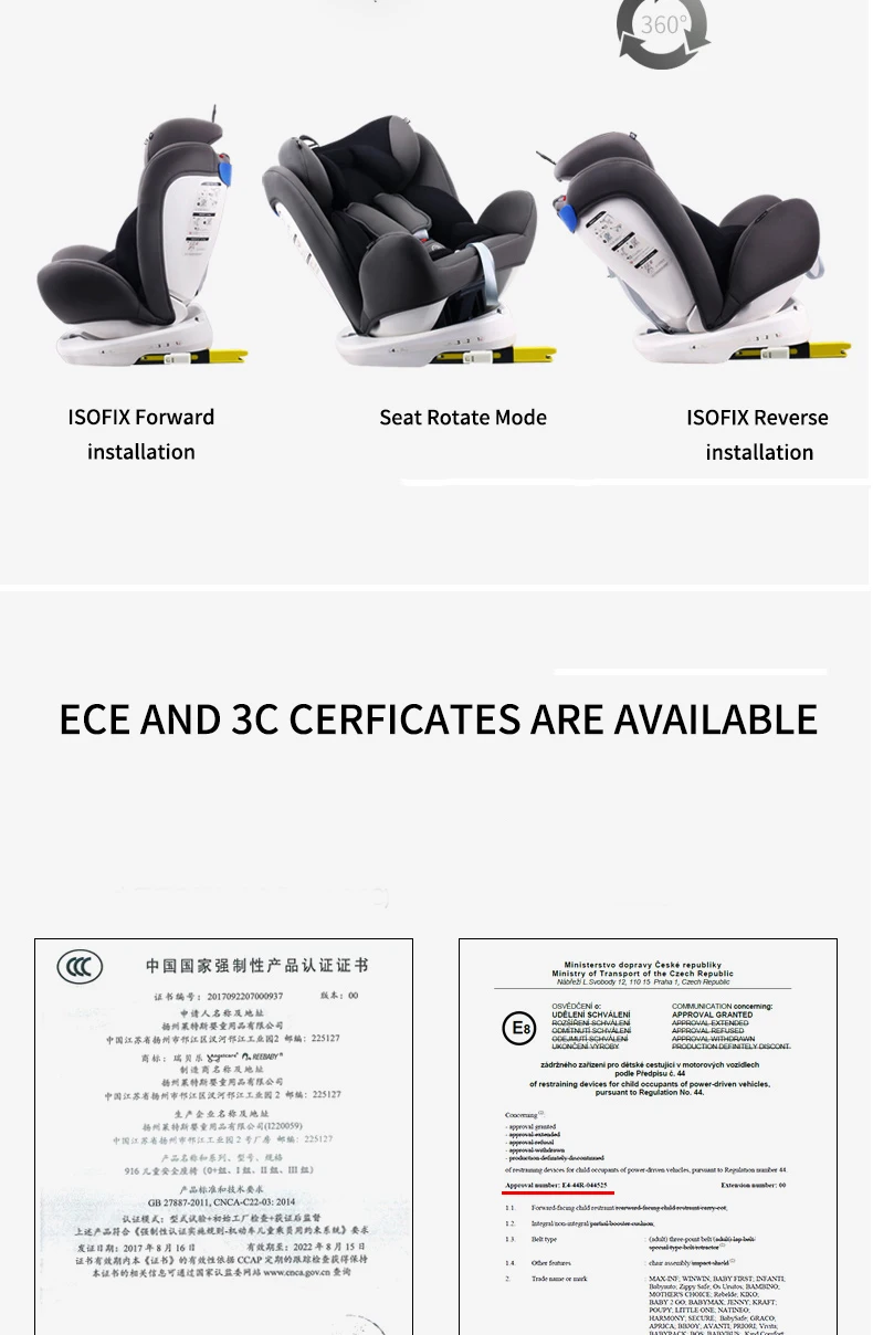Reebaby 926 (grey) Children Car Safety Seat Adjustable Sitting and Lying Kids safety belt Booster Seat
