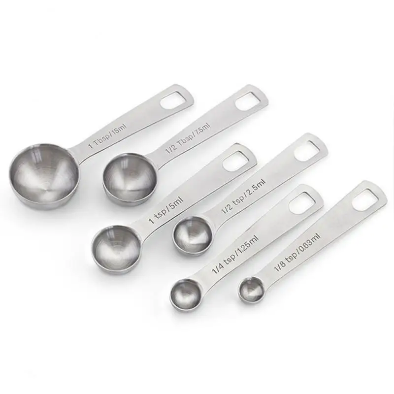 6 pcs/set Measuring Spoons Stainless Steel Seasoning Coffee Tea Measuring Spoons With Scale Bakery Tool Kitchen Supplies 6 pcs/set Measuring Spoons Stainless Steel Seasoning Coffee Tea Measuring Spoons With Scale Bakery Tool Kitchen Supplies