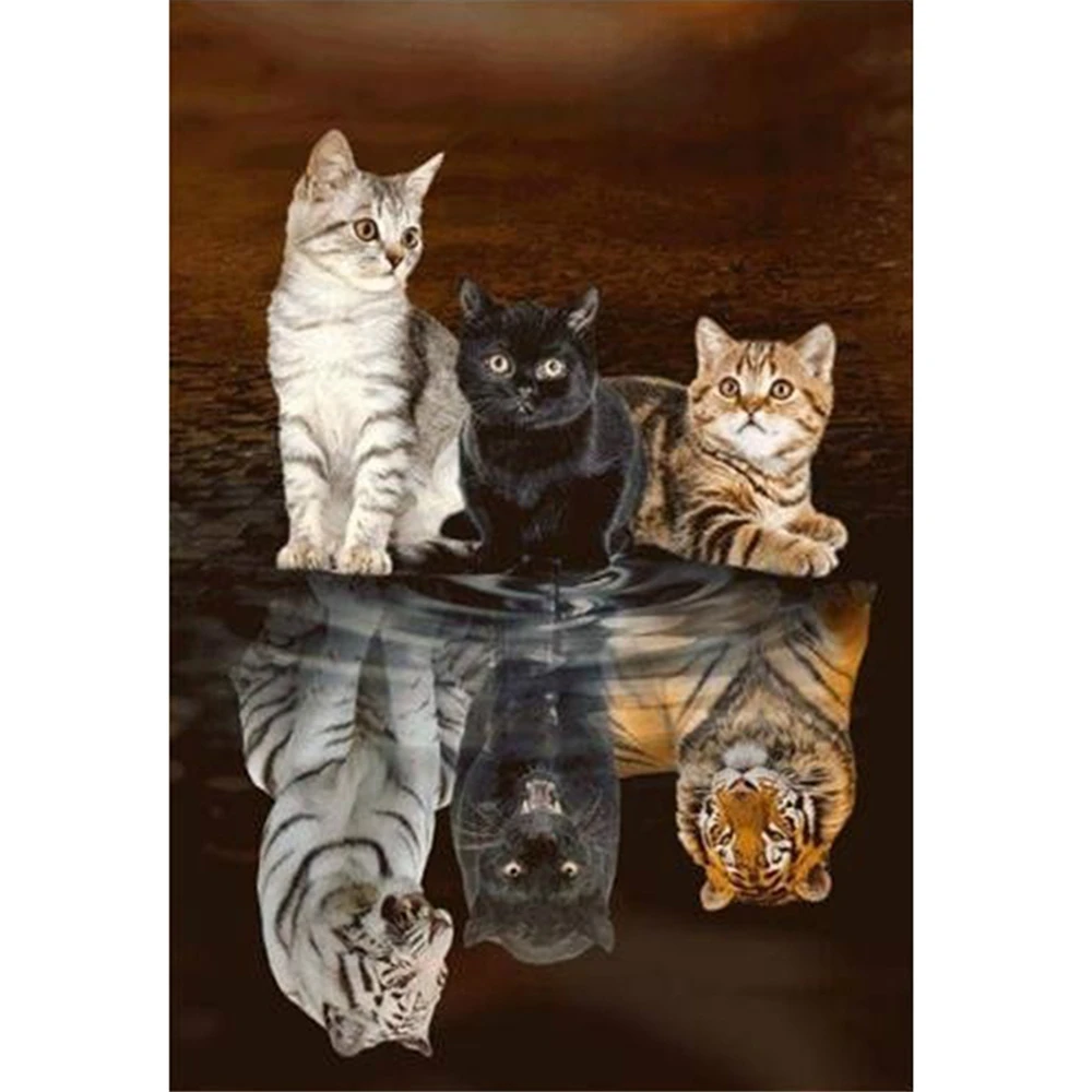 Animal Cat DIY Cross Stitch 11CT Embroidery Kits Craft Needlework Set Cotton Thread Printed Canvas Home Decoration