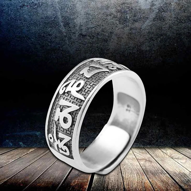 

2019 Special Offer Anel Feminino Direct Marketing Thai Matte Bracelet Fine 990 Men And General Opening Six Words Ring
