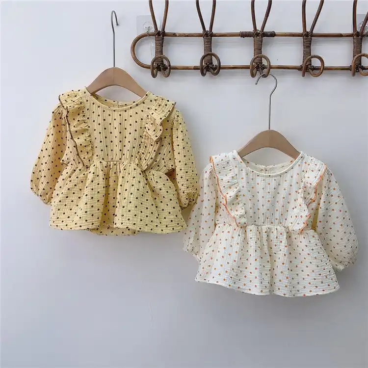 Nazi 秋の新スタイル韓国スタイル幼児ドットフリルベビーボディスーツロンパースワンピース長袖クロール服 Aliexpress
