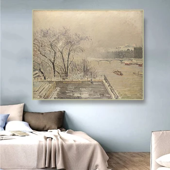 

Citon Camille Pissarro《The Louvre under Snow》Canvas Art Oil Painting Artwork Poster Picture Modern Wall Decor Home Decoration