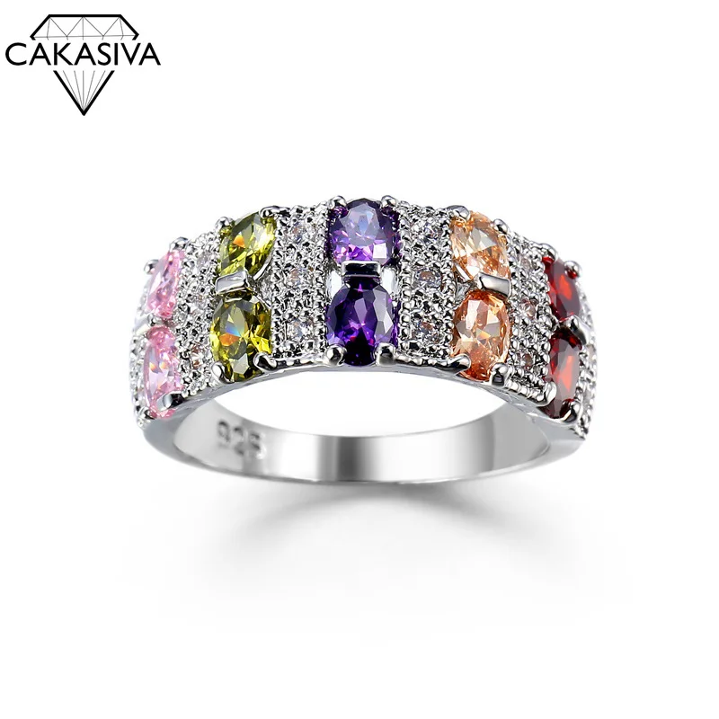 

Luxury Female Small Zircon Stone Ring 925 Silver Wedding Jewelry Promise Engagement Rings for Women