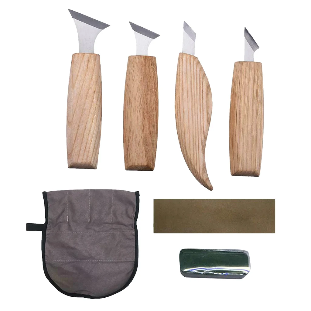 7pcs Wood Carving Cutter Sharpen Skin Sculpture Hand Tools Gifts for Beginner