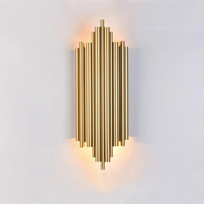 Billige Gold Metall Rohr Körper wohnzimmer Led Wand Lampen Oberfläche montieren Schlafzimmer Nacht Wand Licht Wand Dekoration Nordic Loft Wand leuchte