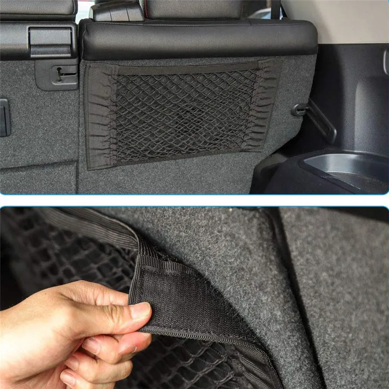 Huihom 40*25 см, Универсальная автомобильная Сетчатая Сумка-органайзер на задний багажник, сумка для хранения, карман на липучке, эластичная сетчатая сетка, автомобильные аксессуары