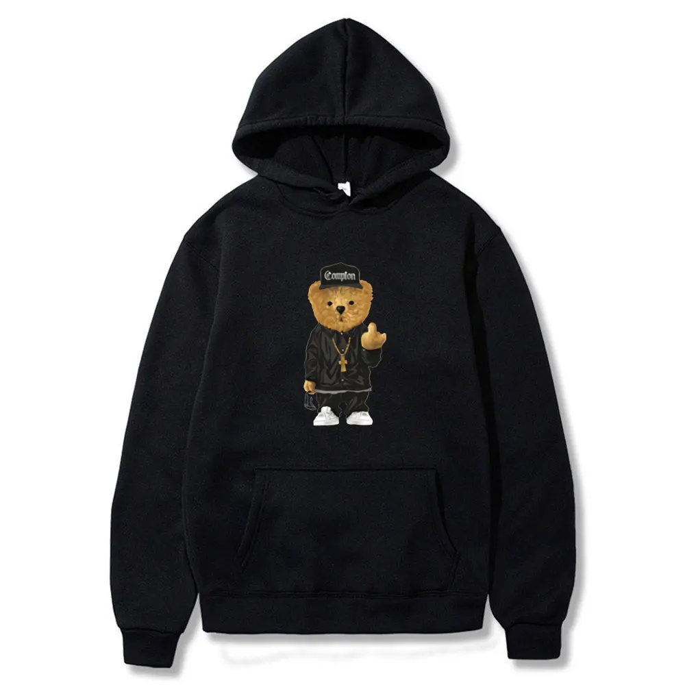 

Women Harajuku Toy Bear Print Hooded Sweatshirts Streetwear Hip Hop Casual Pullover Hoodies 2022 Mens Fashion Outwear Clothing