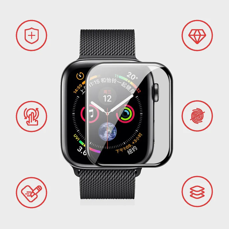 Защитное стекло изогнутое закаленное для Apple Watch 5/4/3/2/1 3/40/42/44 мм | Наручные часы