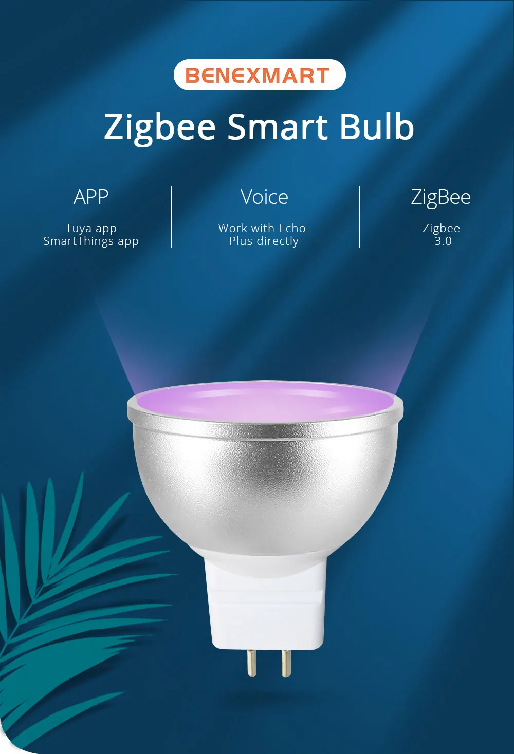 Benexamrt Zigbee MR16 12V LED Light Bulb Smart Lamp 5W RGBCW Spotlighting Work w