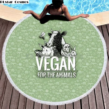 

Vegan For The Animals cow Bath Towel for Beach Thick Round 3d print Fabric Quick Compressed Towel new style-1