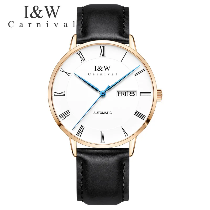 CARNIVAL Brand Automatic Fashion Business Watch Man Luxury Waterproof Sapphire Calendar Mechanical Wristwatch Relogio Masculino