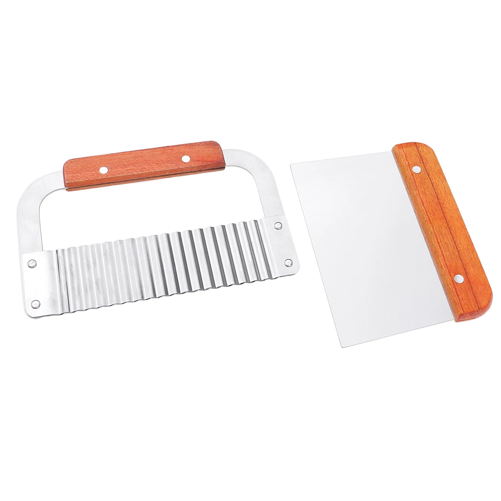 2pcs Straight Wavy Wax Vegetable Dough Soap Cutter Loaf Cake Potato Slicer