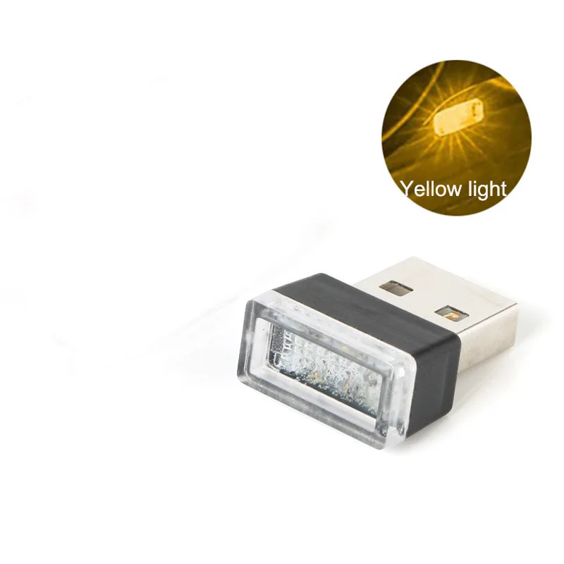 Интерьер автомобиля мини атмосферное освещение автомобиля аксессуары с USB подключением беспроводной светодиодный Автомобильный интерьер неоновая лампа с рассеянным светом салона автомобиля ювелирные изделия - Название цвета: Yellow