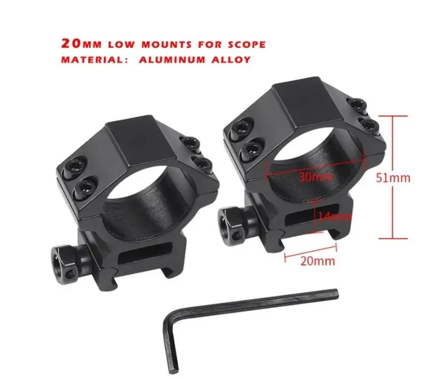 20mm low mounts T-Eagle 1-8X24IR тактический прицел для AirRifle sniper охотничья Оптика прицел для стрельбы и на открытом воздухе - Цвет: 20mm low mounts