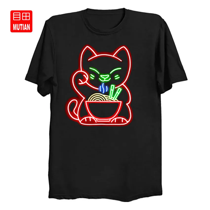 Maneki Neko Ramen лапша Lucky Cat Футболка еда японская крутая кошка | Мужская одежда
