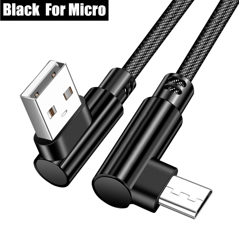 90 градусов джинсовый USB кабель для iPhone Xiaomi usb type C кабель Быстрая зарядка кабель для передачи данных для Galaxy S9 samsung Zend переключатель USB - Цвет: black for Micro