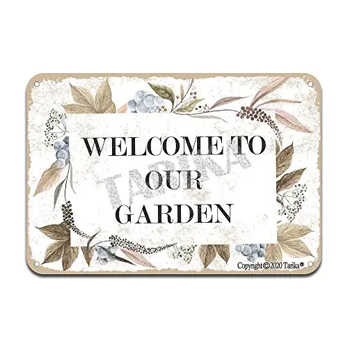 

Welcome to Our Garden 8X12 Inch Tin Retro Look Decoration Painting Sign for Home Kitchen Bathroom Farm Garden Garage Inspiration