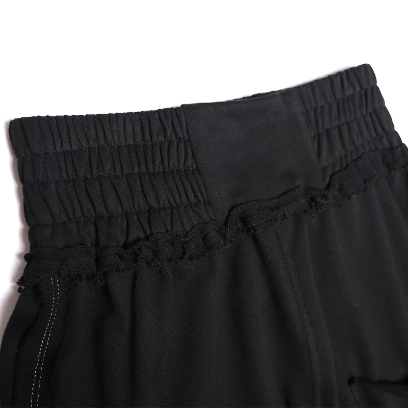[EAM] Черные длинные штаны-шаровары с карманами и высокой эластичной талией, новинка, свободные брюки для женщин, модные весенне-осенние штаны, 1K842