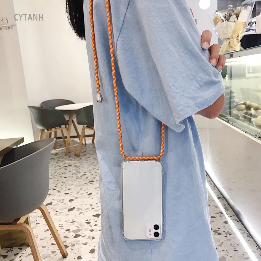 Phone Case Lanyard Shoulder Strap Rope Cord Coque Transparent A3 A5 Soft Silicone 2018 for Samsung Galaxy A6 A7 A8 A9 Cover | Мобильные