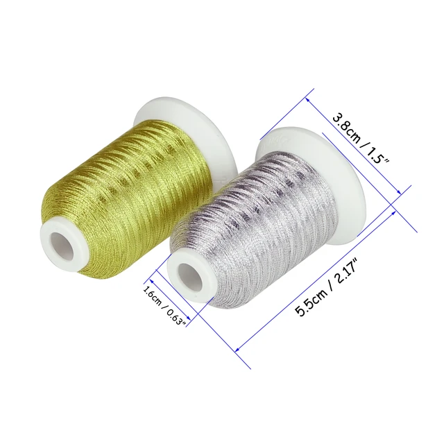 Simthread 6 Spools Metallic Embroidery Machine Thread (3 Gold+ 3 Silver  Colors) 500M(550Y) for Embroidery Cross Stitch etc - AliExpress