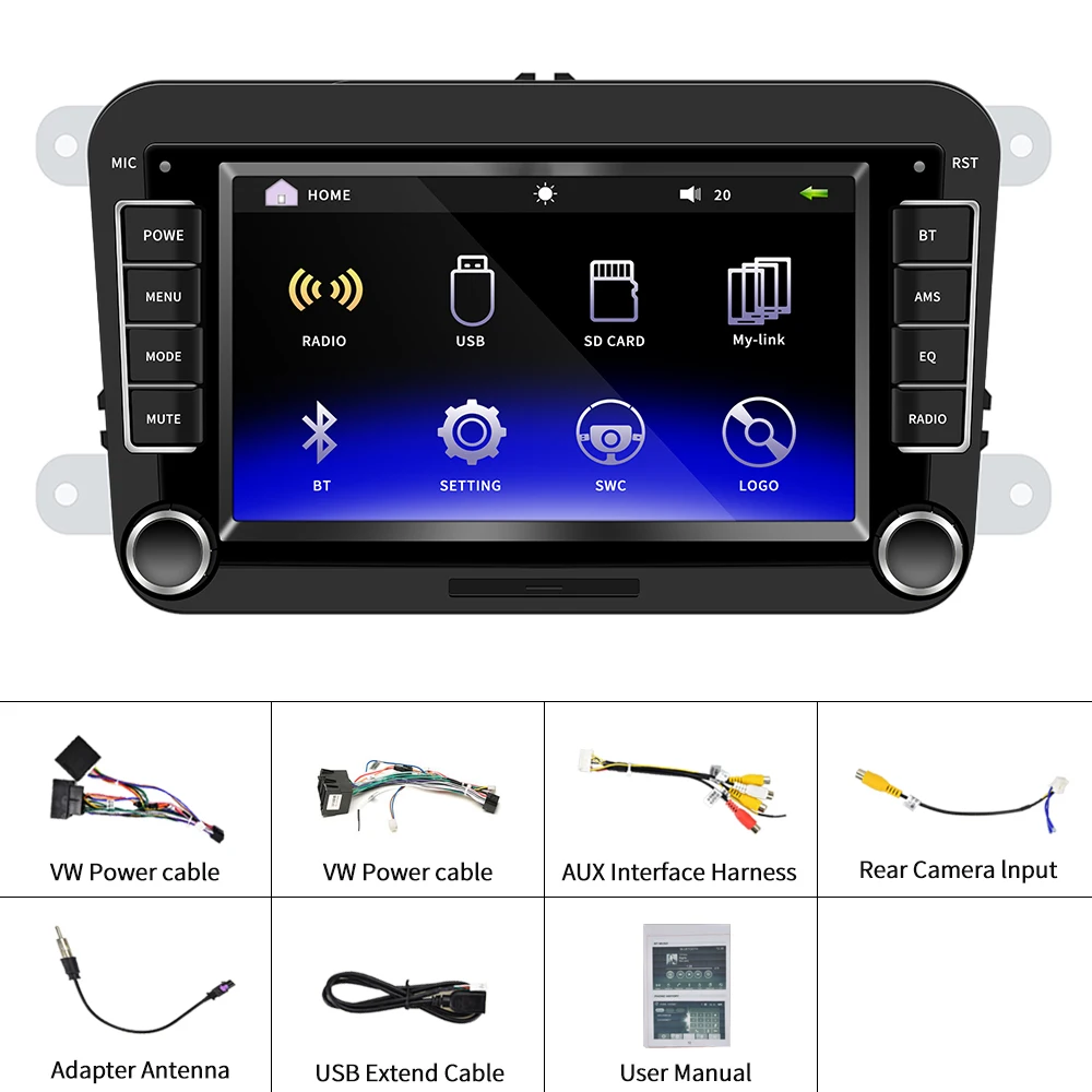 Camecho 7 дюймов сенсорный универсальный автомобильный мультимедийный плеер Bluetooth 2 din автомагнитола USB Android IOS зеркальная связь автомобильный аудио стерео для VW - Цвет: without camera