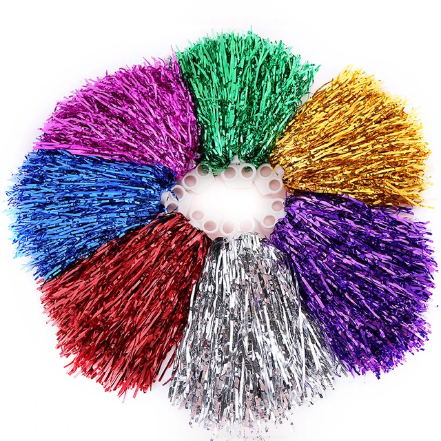 14Pcs Poms Pom Cheerleading Cheerleader Party Pompoms Metallic