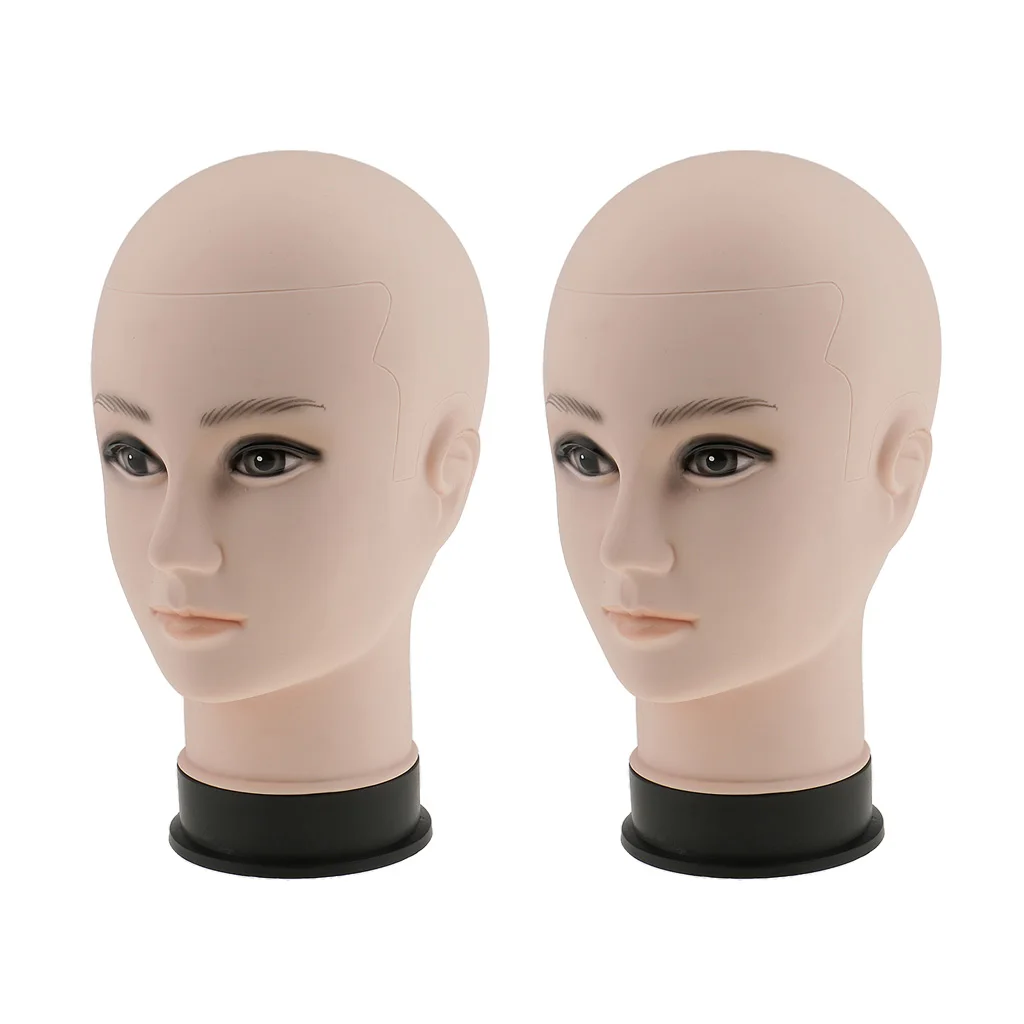 2x Plastic Male Hair Mannequin Display Head Model For Toupee Masks Headphone Hat