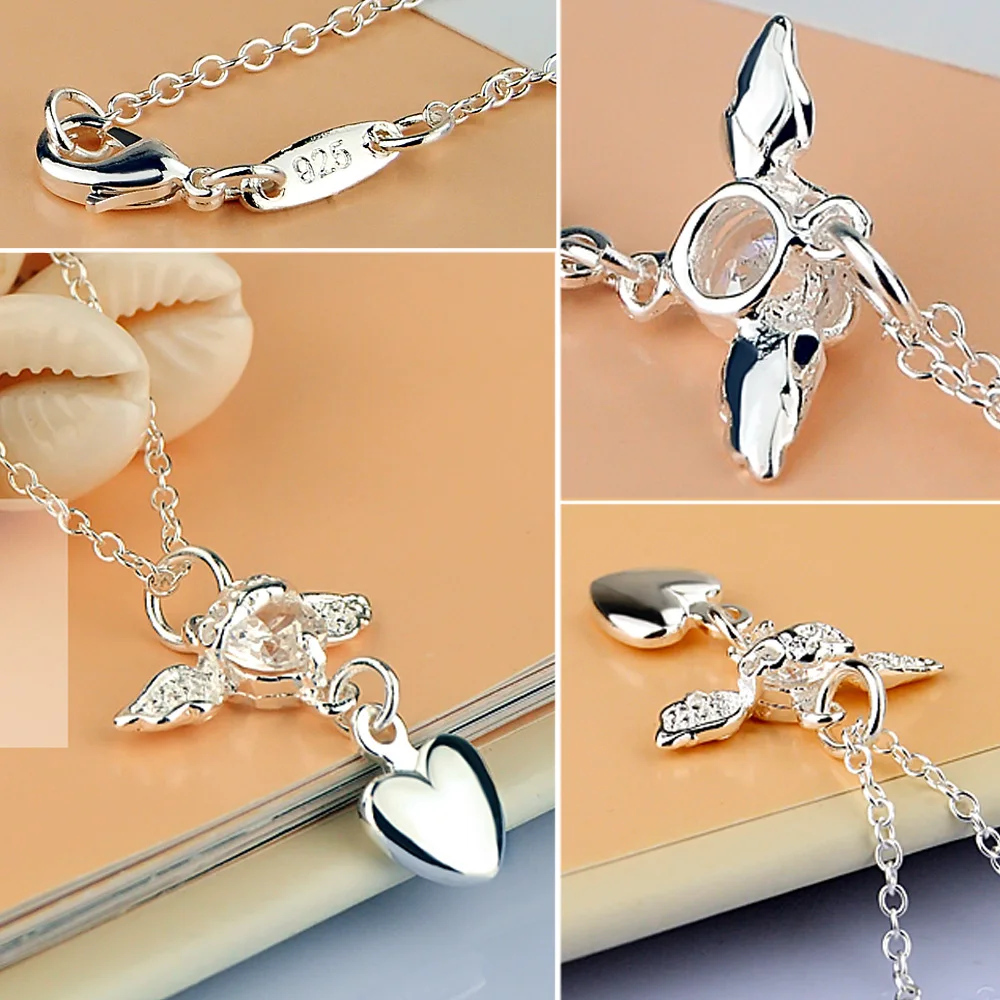 Женское ожерелье из серебра 925 пробы с изображением сказочного ангела|f pendant|necklace