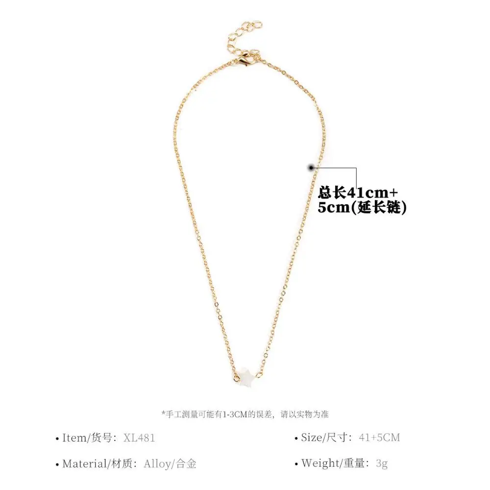 Fashion-Shell-Jewelry-White-Star-Choker-Necklace-Pendnat-On-Neck-Collier-Accessories-Femme-Womens-Neck-Jewellery