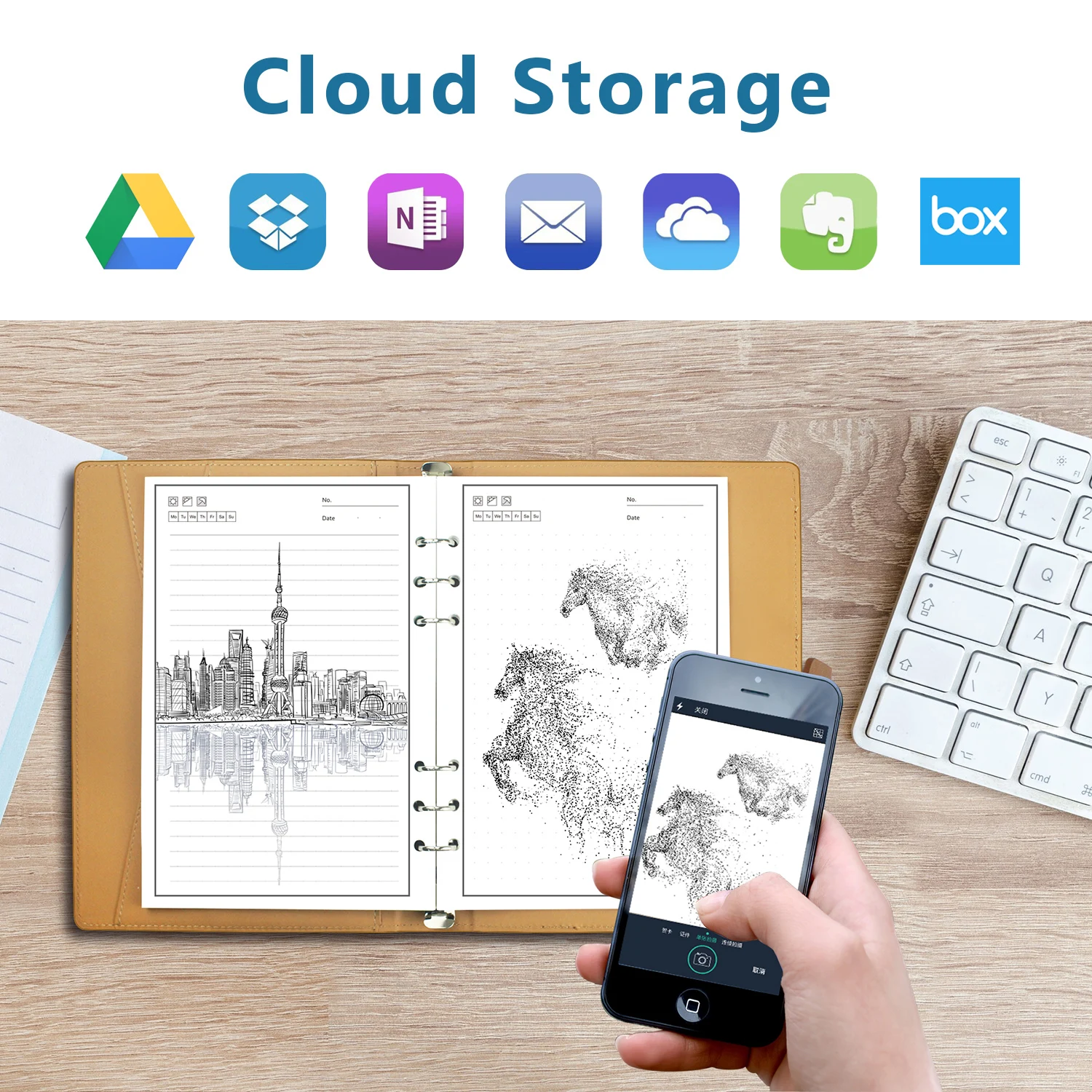 A5 Erasable Notebook Paper Leather Reusable Smart reusable Notebook Cloud Storage Flash Storage PU  leather cover 4