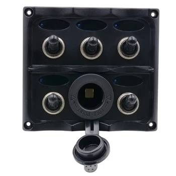

Marine Switch Panel 6Gang Splashproof Toggle LED Back Indicator Light 12/24 Volt