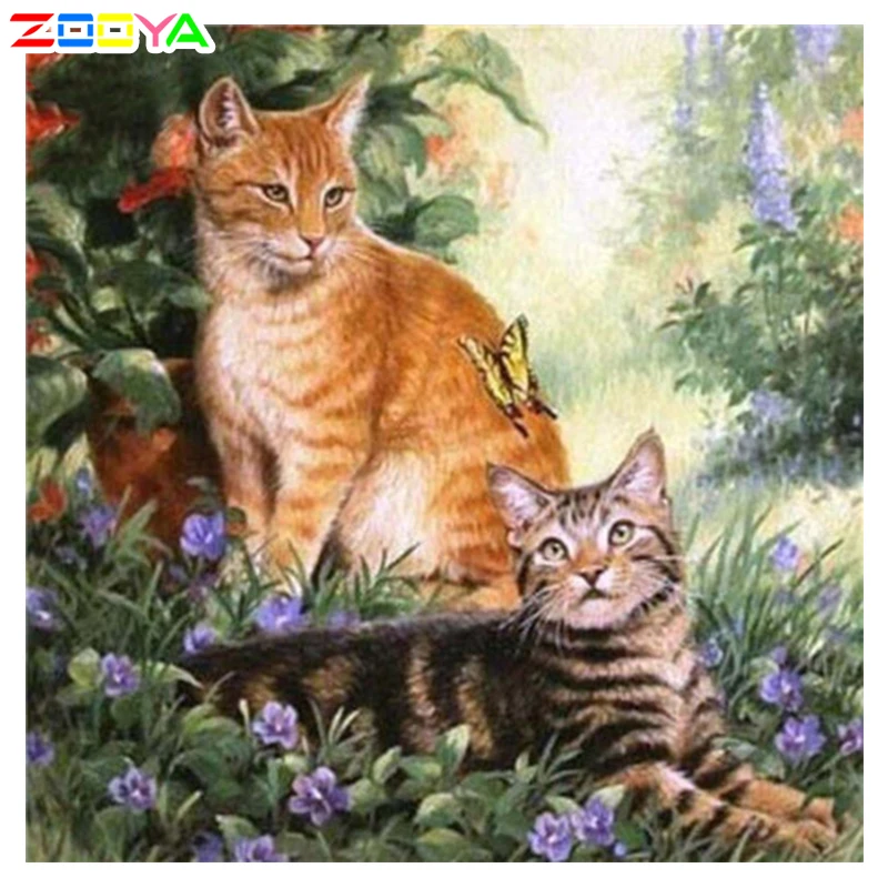 ZH095-4 Zooya 5D DIY алмазная живопись полная дрель квадратная Алмазная вышивка кошки полный набор распродажа Алмазная мозаика картина домашний декор Zh098 - Цвет: ZH095-4