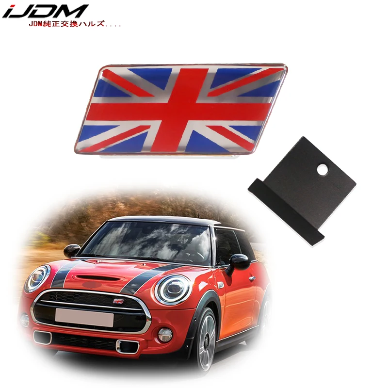 

iJDM Flag Emblem Badge with L Shaped Mounting Bracket Fit Car Front Grille For MINI COOPER F55 F56 R55 R56 R60 R61 Front Grille
