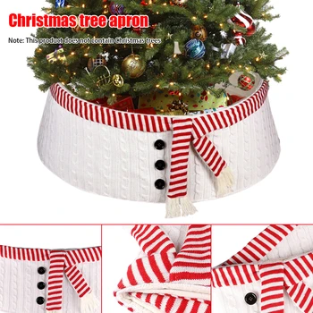 

Knitted New Year Christmas Tree Collar Home Decor Skirt Party Accessory Floor Protective Apron Snowmen Around Holiday Festival
