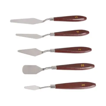 5PCS Mixed Palette Knife Painting Stainless Steel Scraper Spatula Art Supplies for Artist Canvas Oil Paint Color Mixing 4