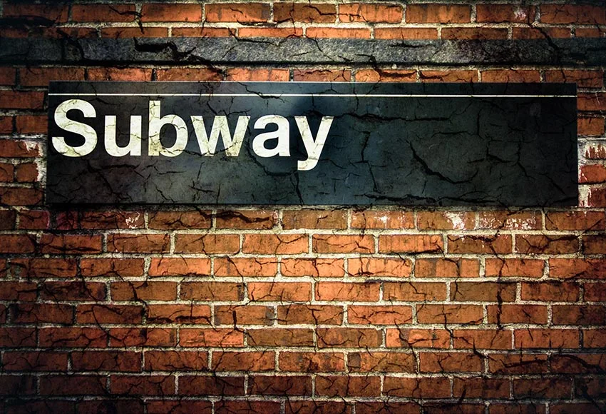 

7x5ft New York City Subway Sign Grunge Brick Wall Texture Custom Photo Studio Background Backdrop Vinyl 220cm x 150cm