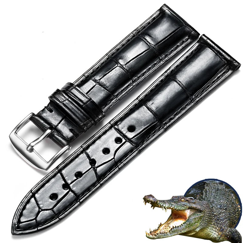 

Top selling italian Genuine Leather Alligator/Crocodile Luxury Watch Band Bracelet 18 19 20 21 mm Straps Male