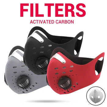 

Motorcycle Face Masks Caps Mouth Mask Balaclava Face Shield Breath Valve Dust Activated Carbon Filter Protective Mask Reusable