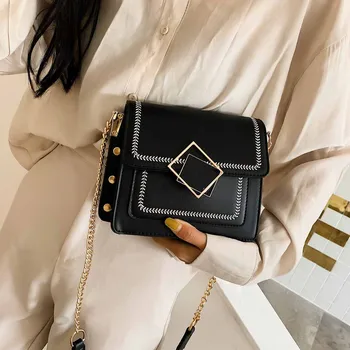 

Vintage Leather Crossbody Bags Women Travel Handbag Chain Fashion Rivet Lock Small Flap Shoulder Messenger Bags Female #T1G