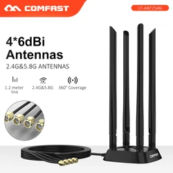Antenne omnidirectionnelle à Gain élevé 360 degrés SMA, double bande puissante 2.4 + 5 Ghz, base pour routeur sans fil/carte réseau 