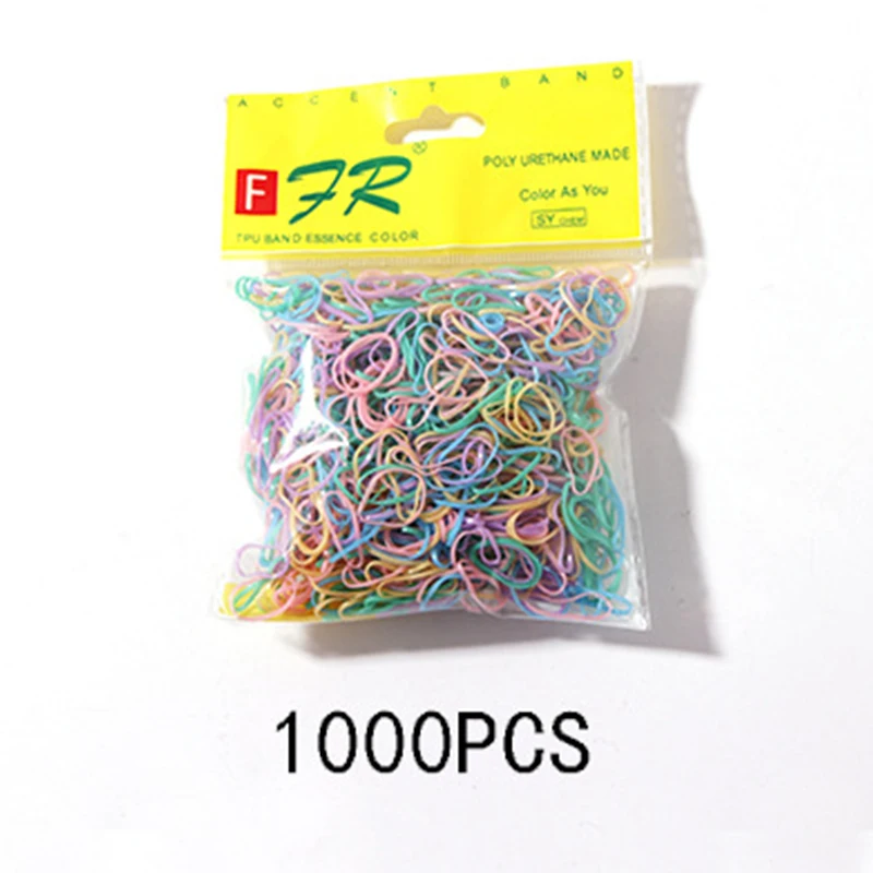 1000PCS Cute Girls Colourful Ring Disposable Elastic Hair Bands Ponytail Holder Rubber Band Scrunchies Kids Hair Accessories hair clips for long hair