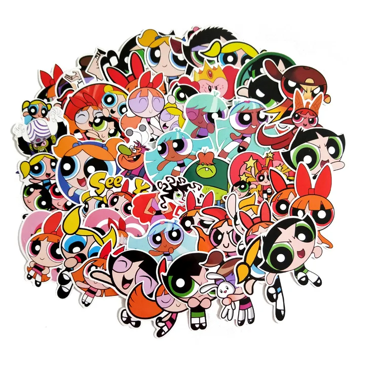 50 шт. Powerpuff девушки Водонепроницаемый мультфильм смешные наклейки для скрапбукинга DIY ноутбук скейтборд мотоцикл Дома Декоративные значки